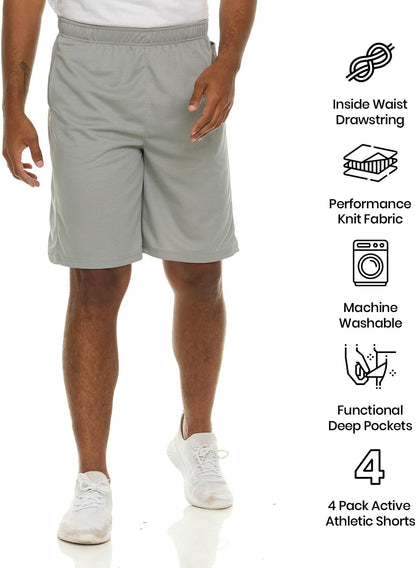 Men’S Athletic Shorts 4 Pack – Quick-Dry Moisture Wicking Basketball, Gym & Workout Shorts with Pockets