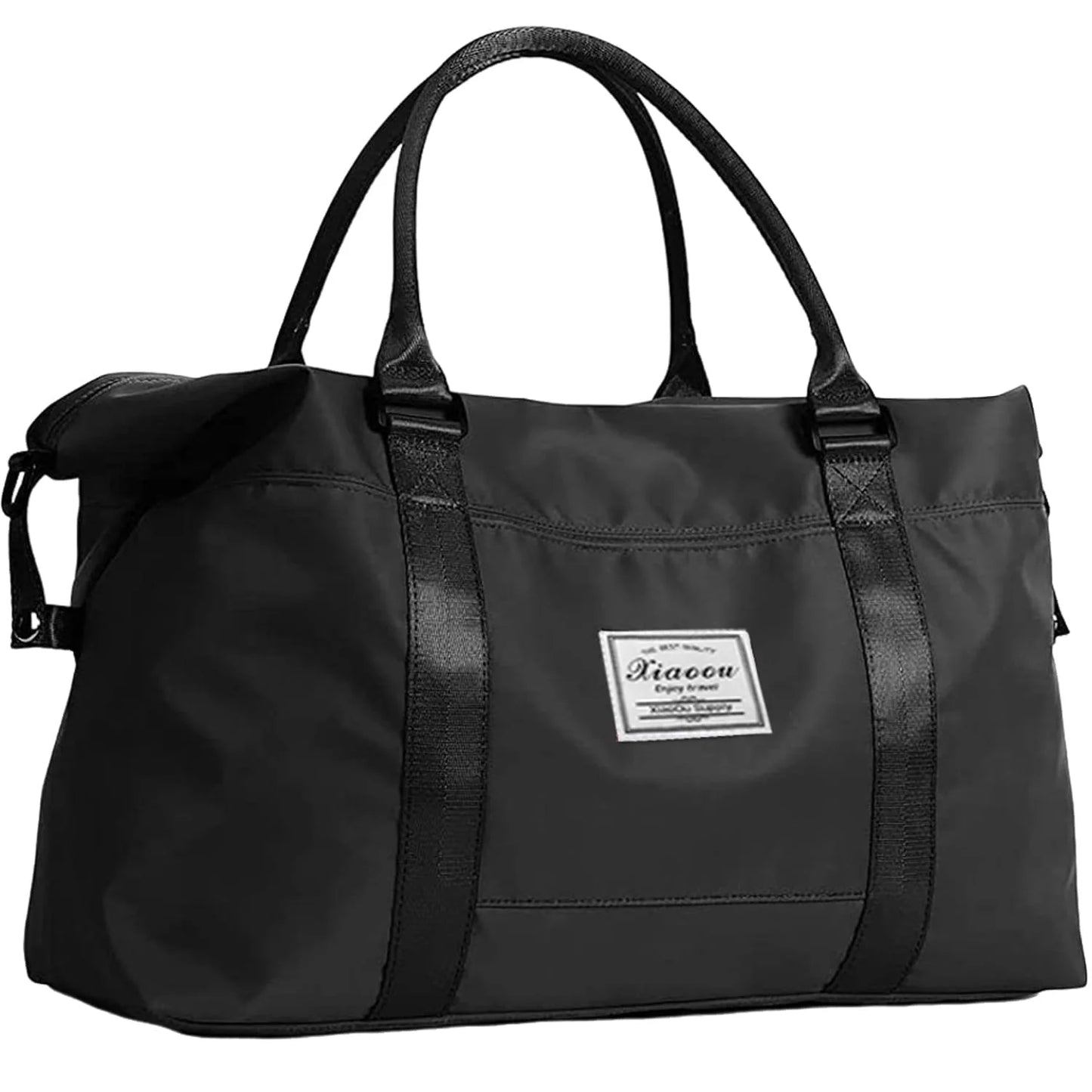 37L Travel Duffle Bag, Waterproof Weekender Carry on Tote Bags for Women, Sport Gym Bag for Men, Hospital Bag for Labor and Delivery, Overnight Luggage Bag with Trolley Sleeve Coral, Black