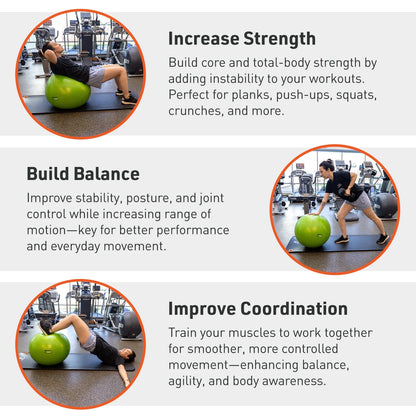 Yellow Fitness Ball (65 Cm), Pump & Exercise Guide Included