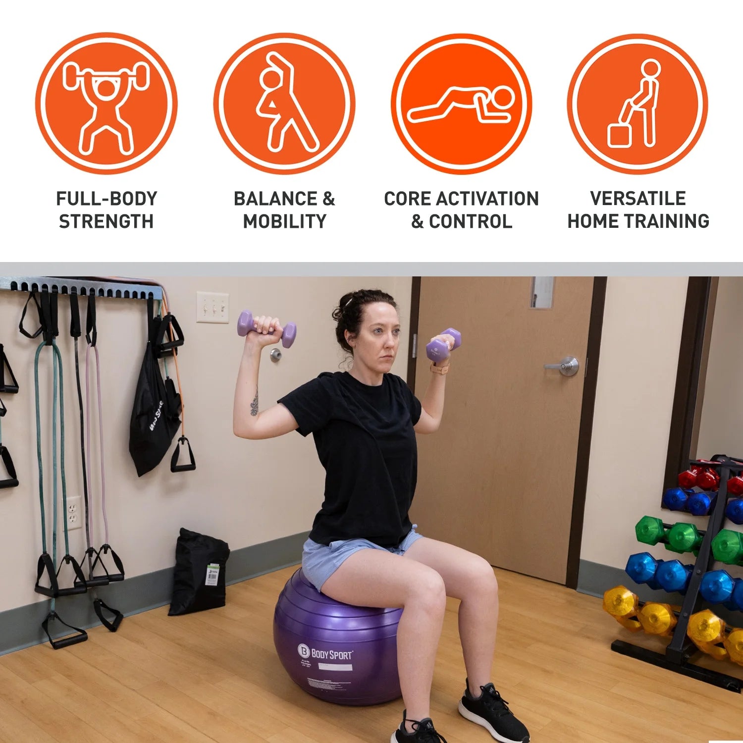 Yellow Fitness Ball (65 Cm), Pump & Exercise Guide Included