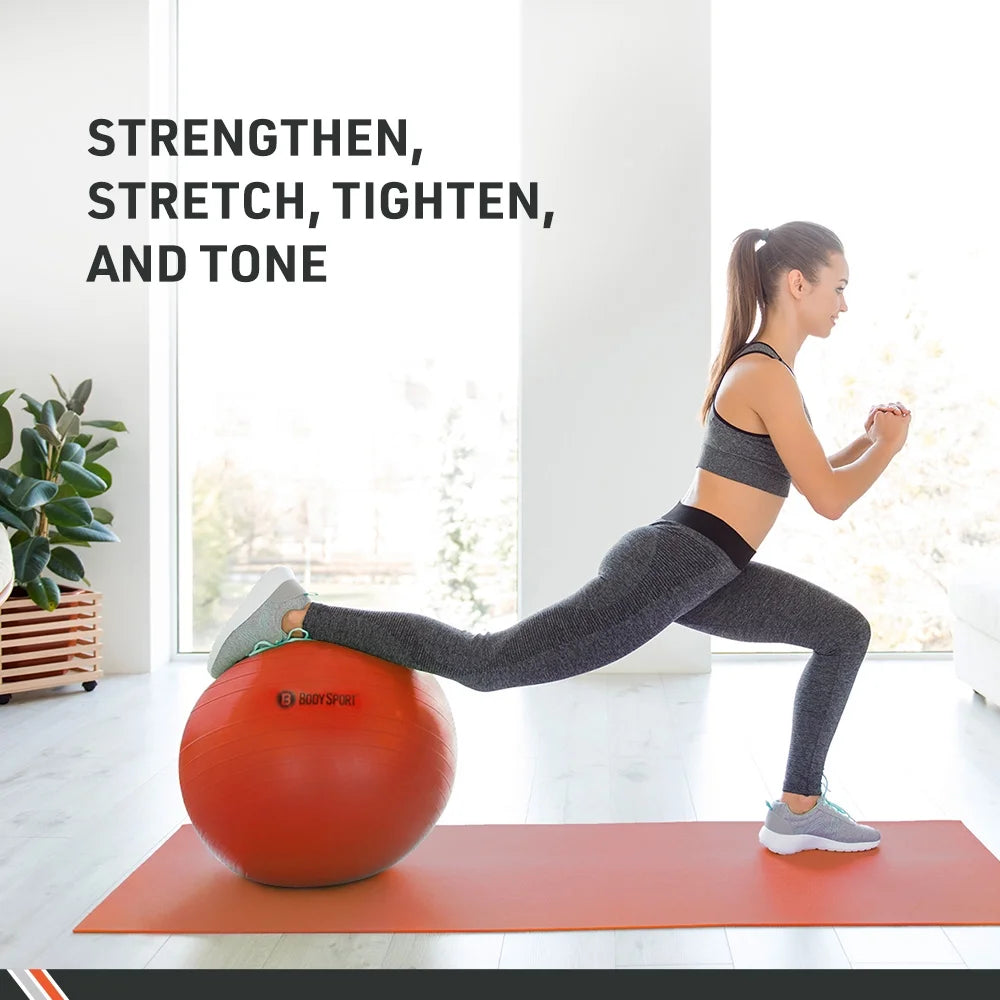Yellow Fitness Ball (65 Cm), Pump & Exercise Guide Included