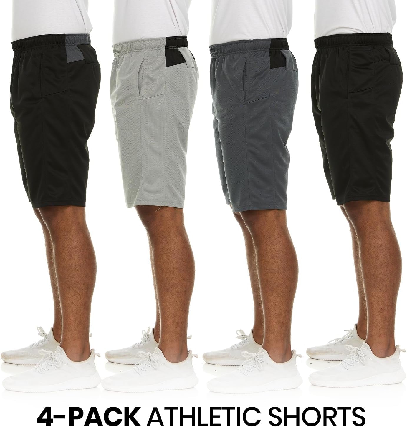 Men’S Athletic Shorts 4 Pack – Quick-Dry Moisture Wicking Basketball, Gym & Workout Shorts with Pockets