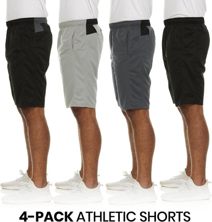Men’S Athletic Shorts 4 Pack – Quick-Dry Moisture Wicking Basketball, Gym & Workout Shorts with Pockets